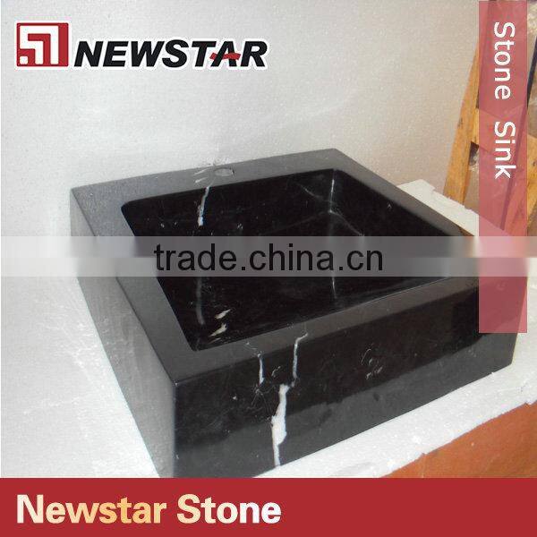 Newstar polished black stone sink for outdoor