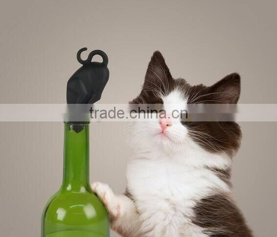 Silicone Kitty Black Cat Butt Wine Bottle Stopper