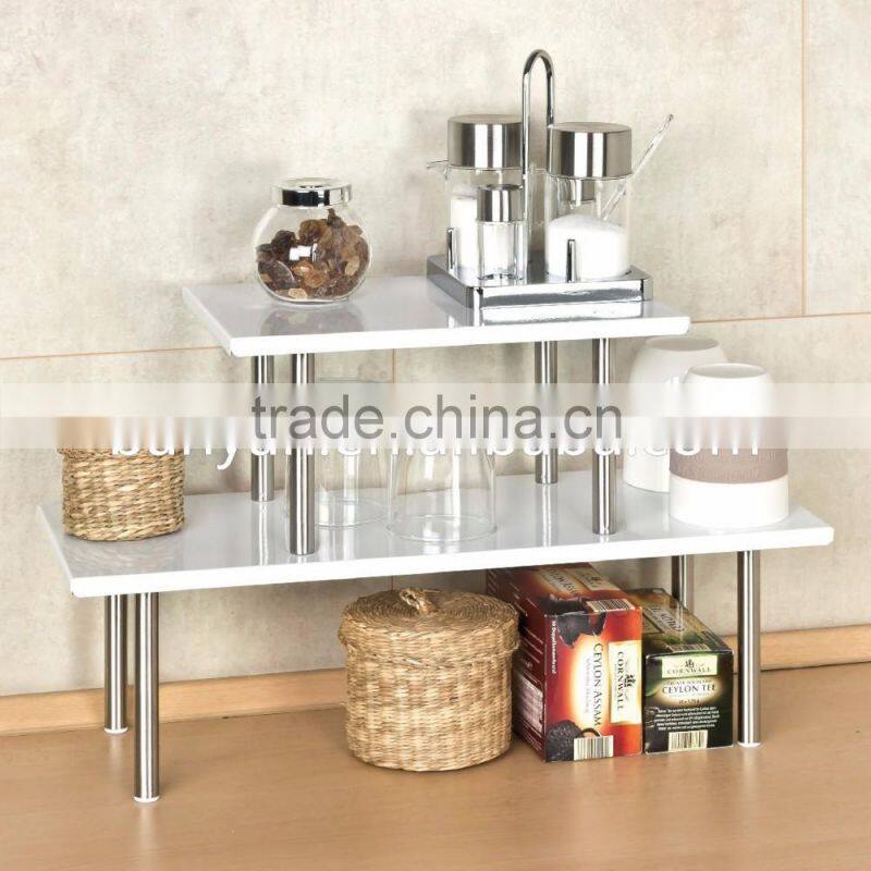 Kitchen or Bathroom Use 2 Tiers Rectangle Stainless Steel kitchen shelf