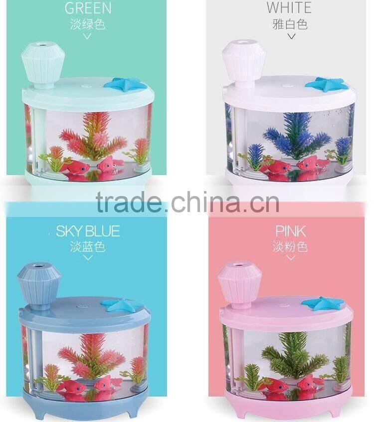 2016 Decrative Creative Desk Micro Landscape Aquarium Fish Tank Light Household USB Ultrasonic Mist Spray Air Humidifier