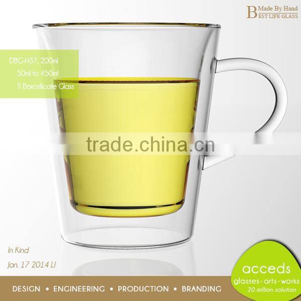 Handcrafted Eco Friendly Modern Pyrex Glass Tea Mugs