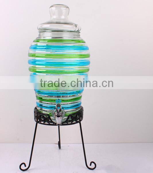 5pcs glass juice dispenser set with metal clip