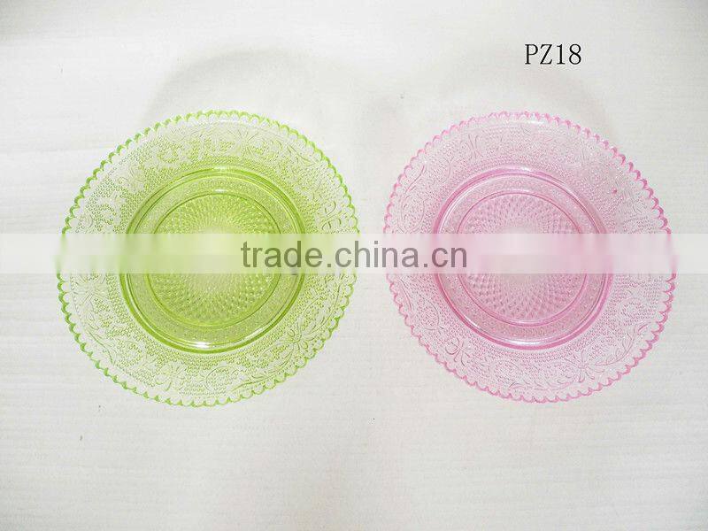 colorful 2016 hot sale honey glass charger plate