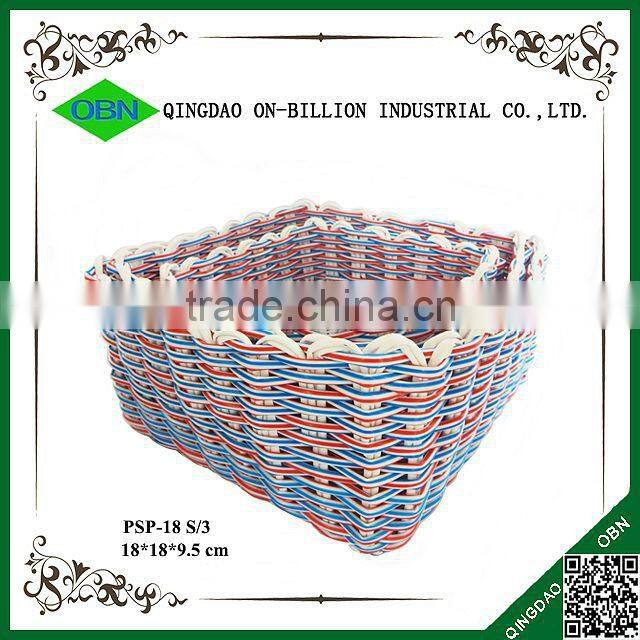 Hand woven decorative plastic rattan storage boxes