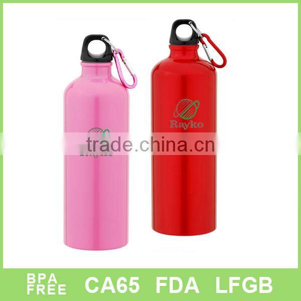 1 liter capacity aluminium sport water bottle with carabiner BPA free