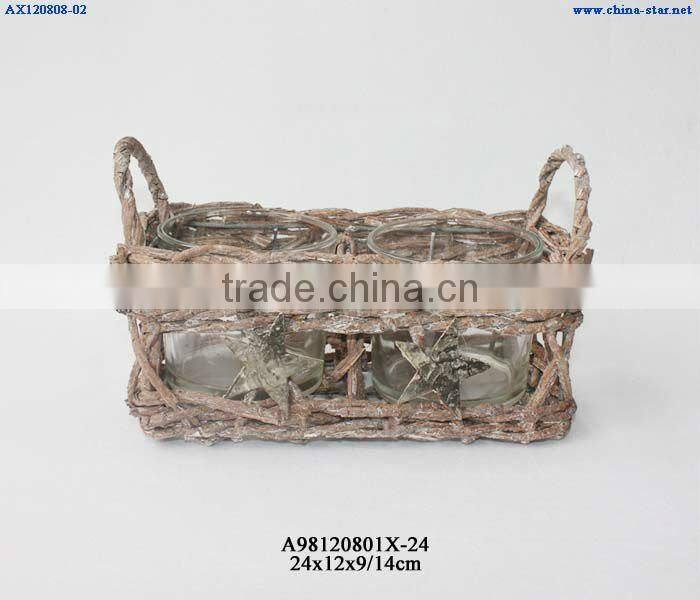 Rattan candle holder for christmas