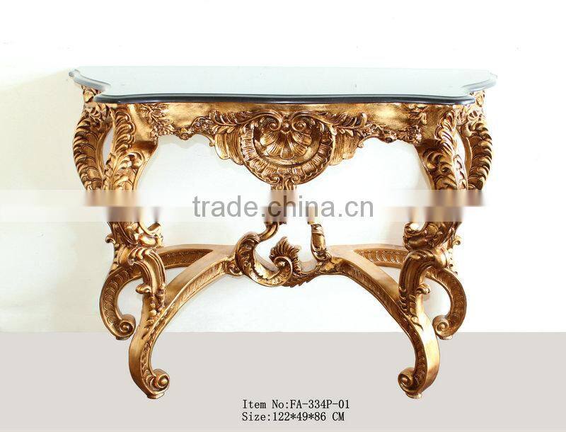 French style console table with Green marble top