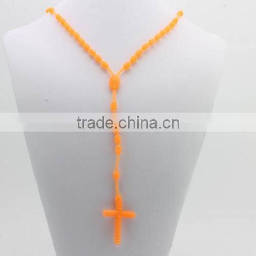 Pretty cross pendant multi-color silicone necklace