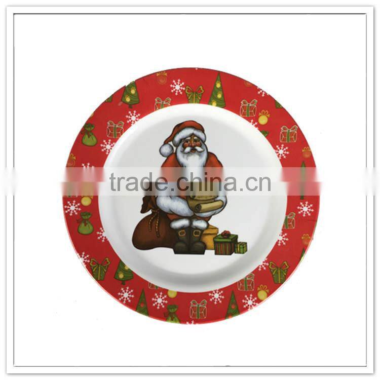 Santas Claus & bell design bulk Christmas melamine deep dinner plate