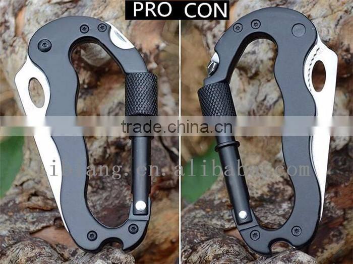 Portable Stainless Steel Aluminium Multifunction Carabiner Knife