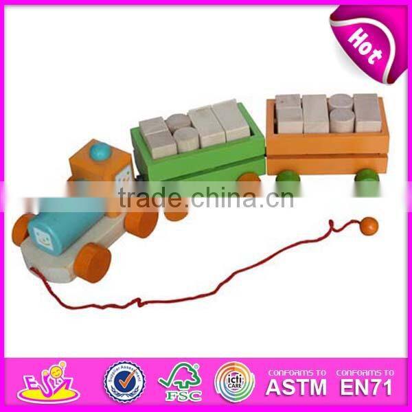 2015 Colorful wooden toy blocks train for kids,Fashionable children 18PCS Wooden toy train,Lovely Baby Wooden Toy Train W05C014