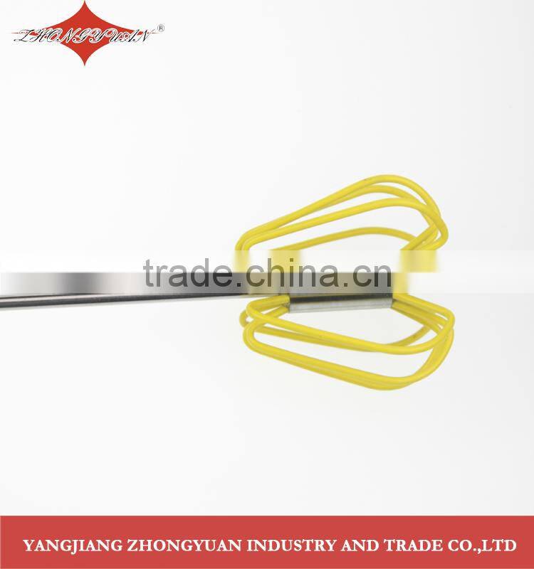 2014 newest Stainless steel rotary self-mixer miracle whisk silicone coated head, hand push,