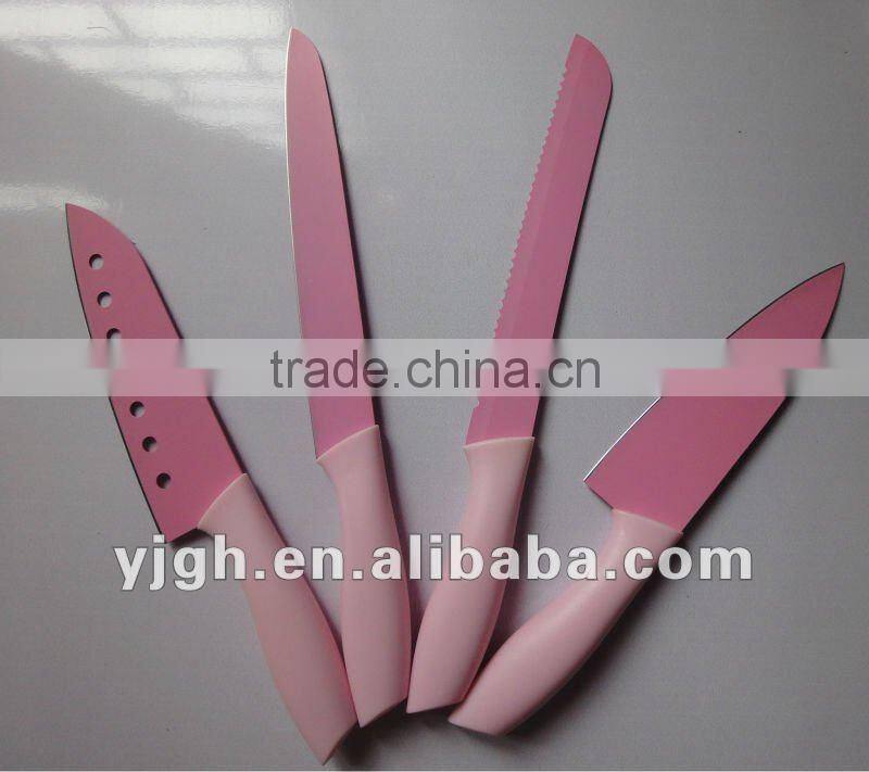 4pcs non-stick pp handle color knife set
