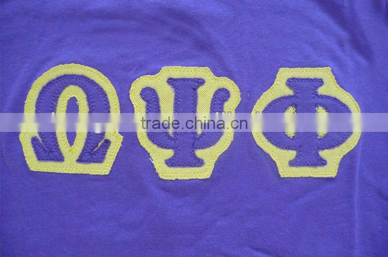 Custom made embroidery patches single jersey cotton tee shirts