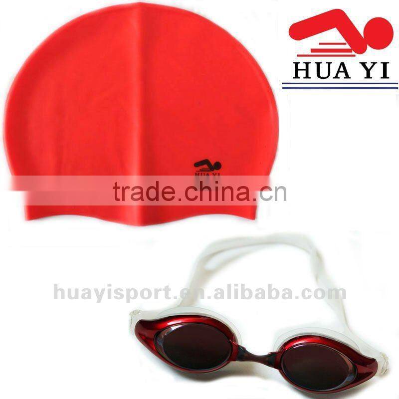 New design silicone custom leader swimming caps and glasses