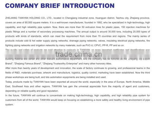 TY High quality PP compression fittings MALE ELBOW eco-friendly Cheap Price Full Size factory price list discount