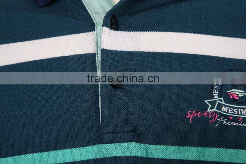 Mens polo collar striped t shirt