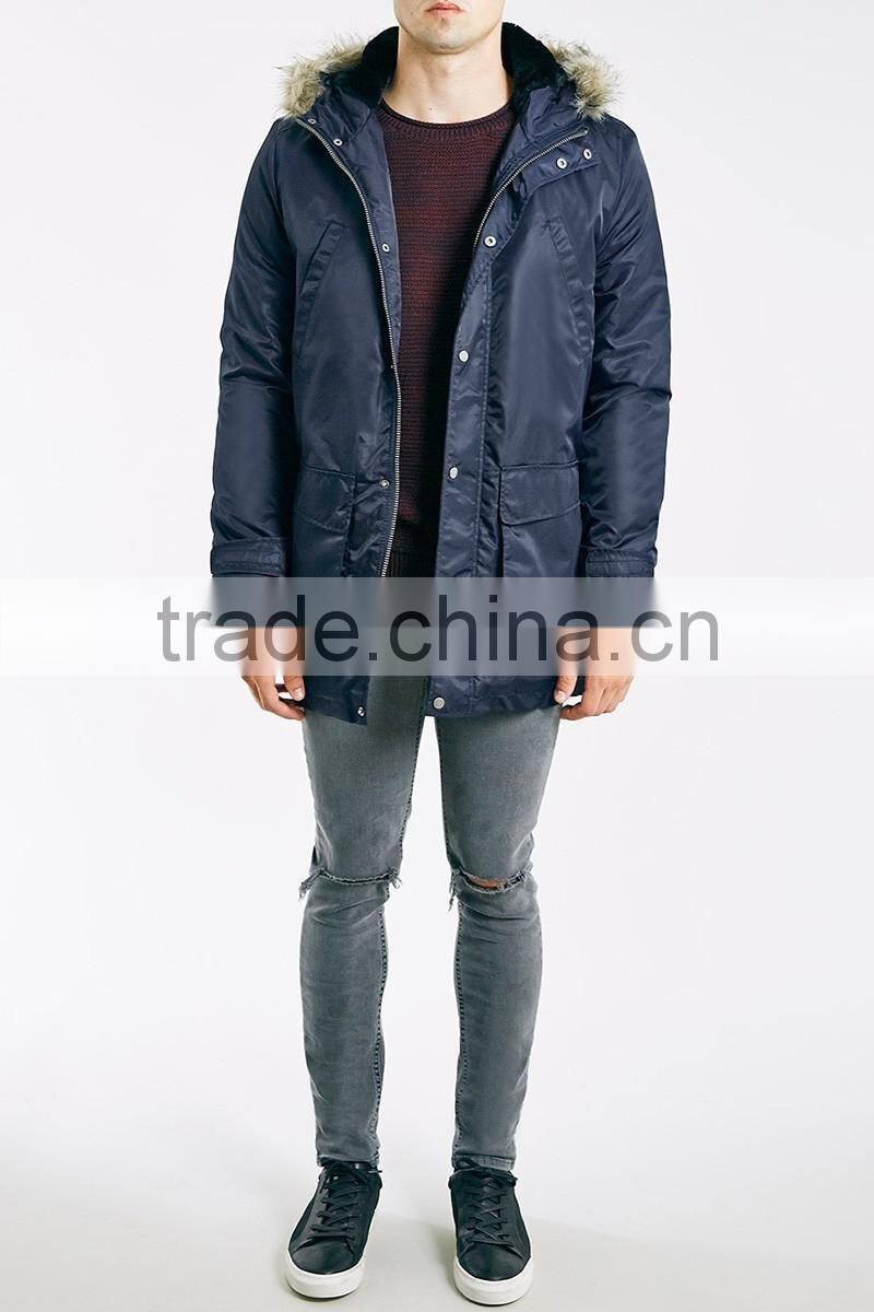 Hot new style cotton-padded mens winter coat parka jacket with fur collar
