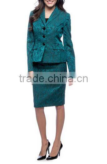 3-botton Notch Collar Melange Skirt Suit