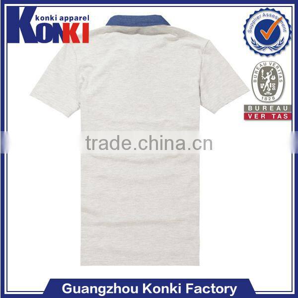 Comfortable mens plain white short sleeve polo t shirts with pocket