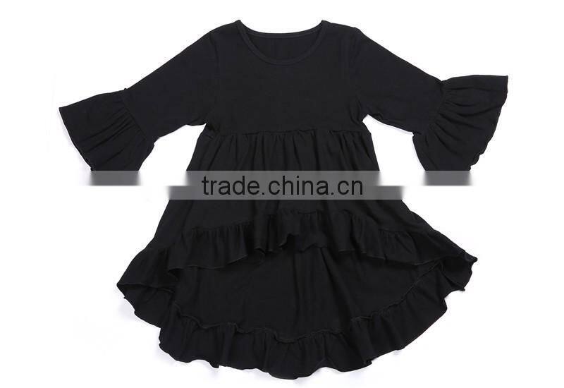 Wholesale long ruffle sleeve 100%cotton T-shirts for baby girls