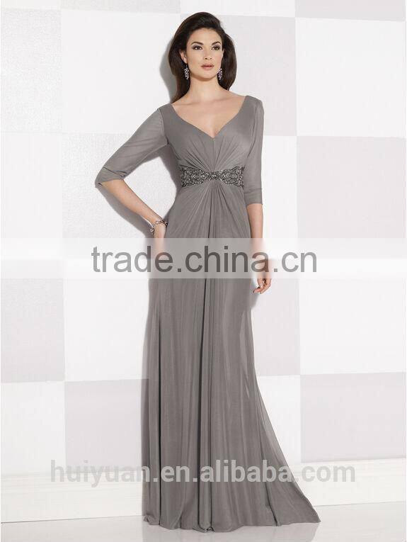 fancy designer long sleeve chiffon decent evening dress patterns