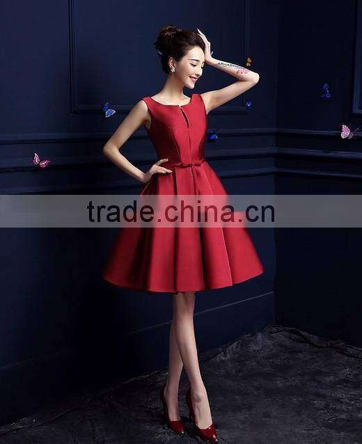 sexy tight short design satin red prom dress