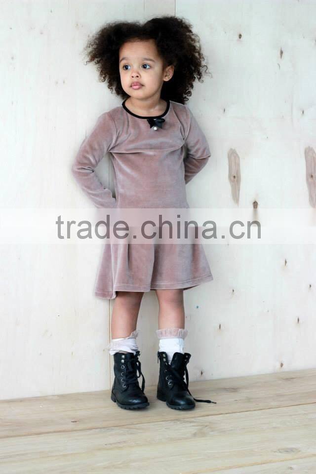 New Arrive Cute 3 Year Old Velvet Fabric Childern Wear Girl Dress