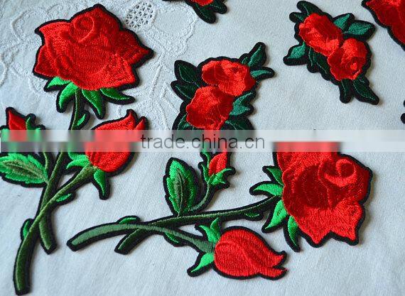 2017Custom Iron Patches Clothing Embroidered 3D Flower Embroidery Patch Manufacturers