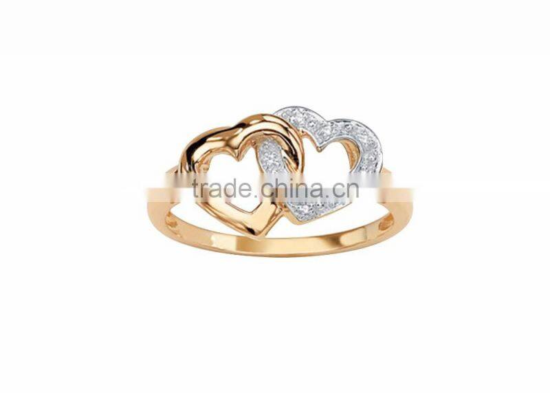 Fashionable Two Tone Plated CZ Studded Ring