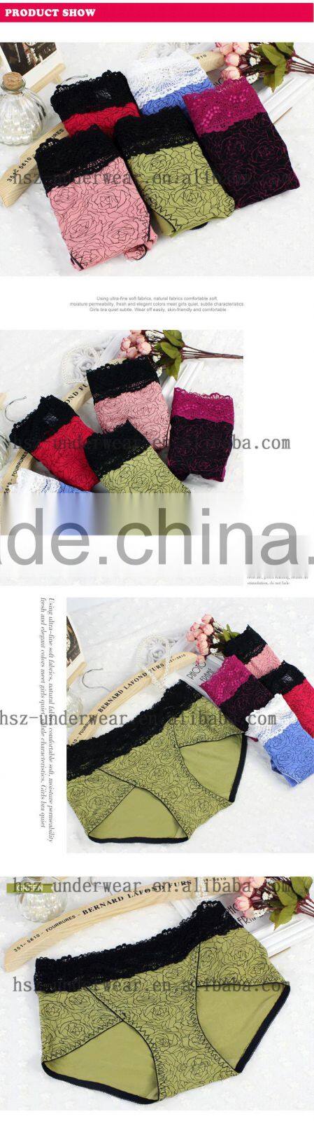 Fashion wholesale romatic rose printing briefs sexy mature women panties high quality underwear women sexy lace mature panties
