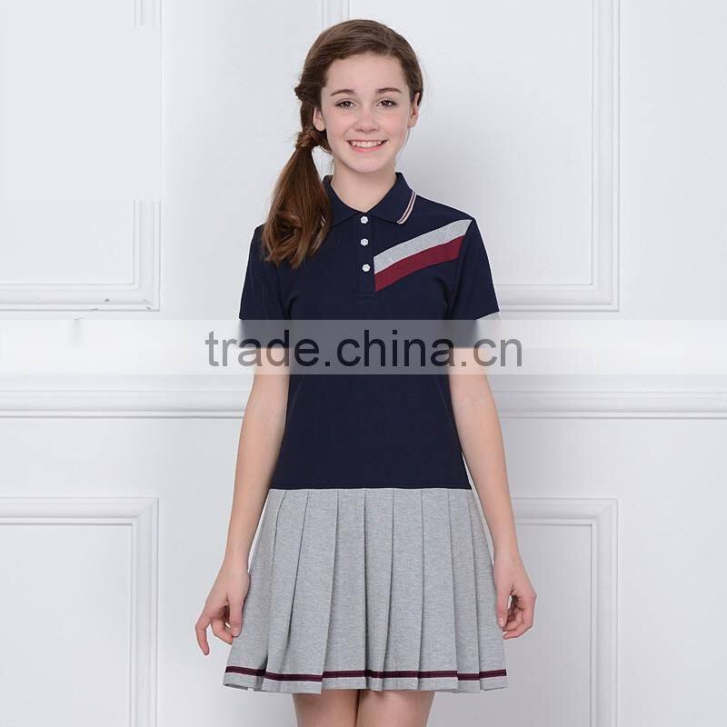 kids school uniform manufacturers mixed cotton sports dress model polo dress for girls