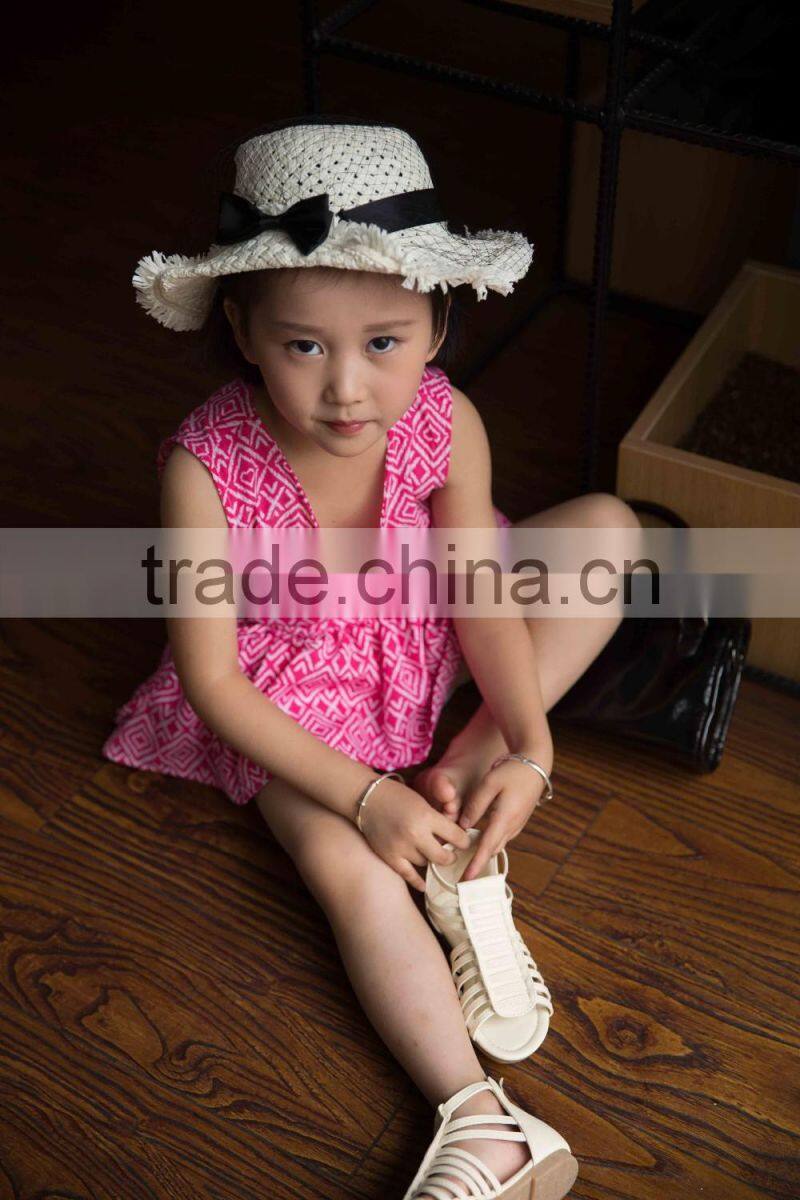 COOL KID ZONE 2016 summer children girl print V neck chiffon short sleeveless dresses design girl dress