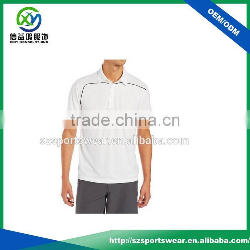 Plain Design White Color With Black Trim 92% Polyester/8% Spandex Golf Shirt