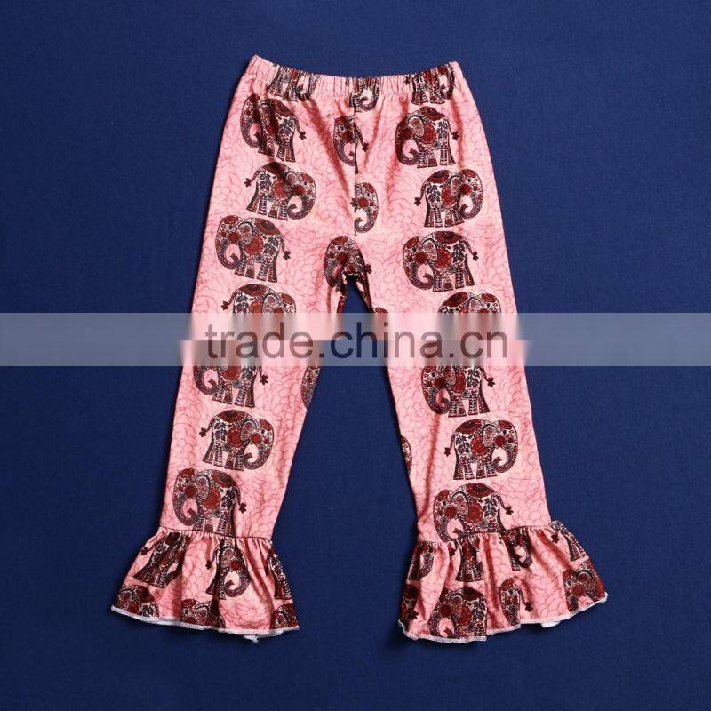 XF-282 2016 high quality fashion kid elephant printing ruffle pants fall infant clothing