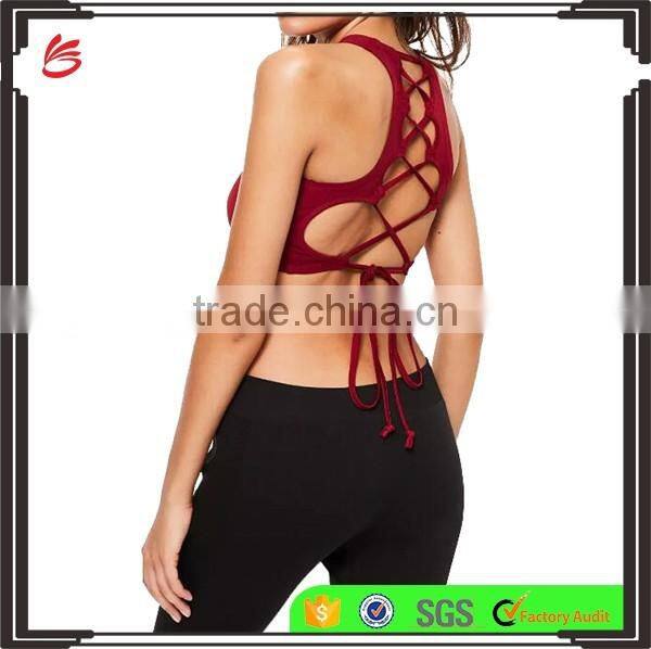 Wholesale Women's Yoga Sexy Sports Bra active lace up back fitness yoga running bra