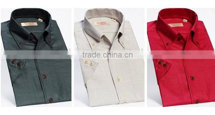 latest fashion design solid color button down collar linen shirt