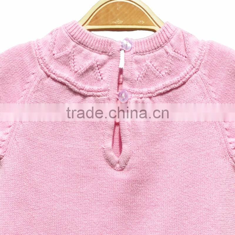 Round Neck Short Sleeve Cotton Knitting Girl Dress