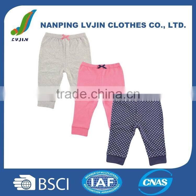Hot Sales 100%Cotton Material and Girls Gender High Quality Baby Girls' 3 Pack Pants