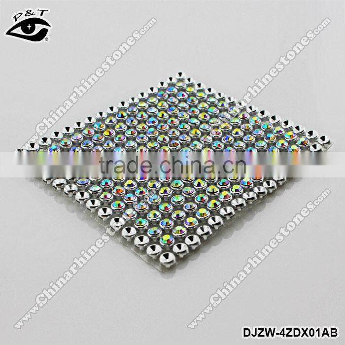 Hot fix iron on rhinestone mesh 3mm crystal golden base for clothing