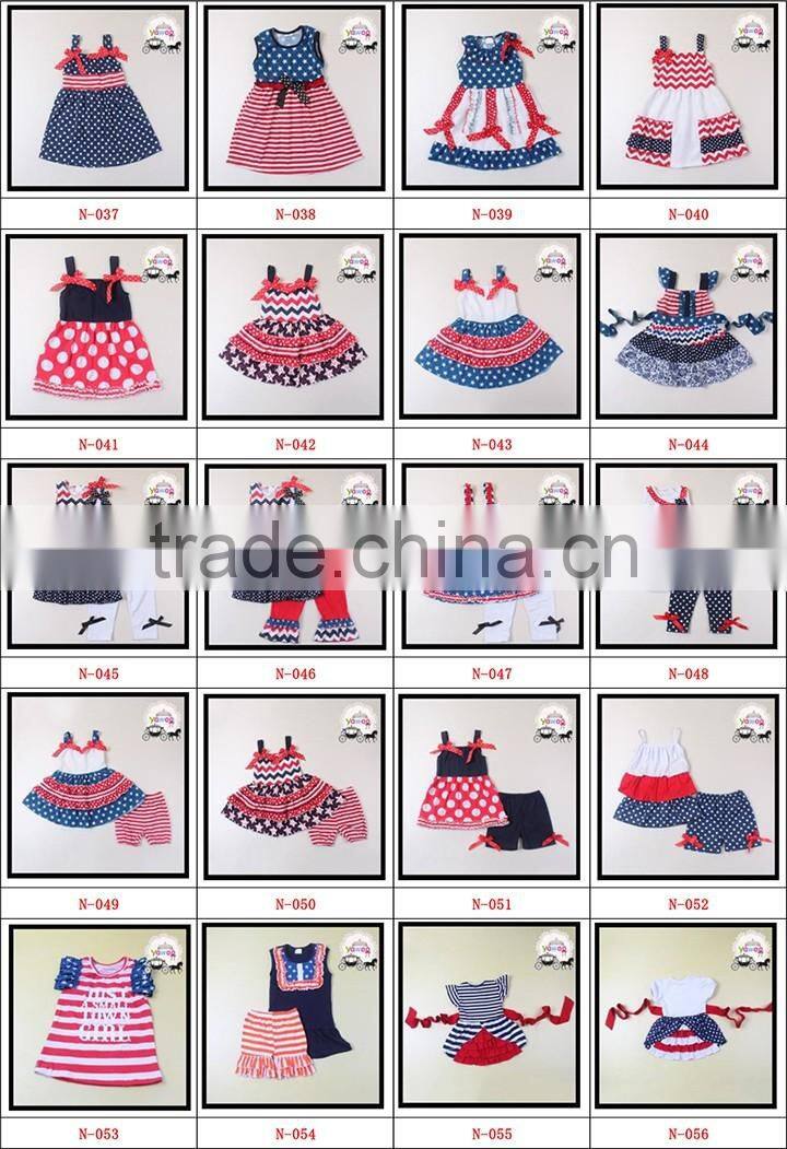 Yawoo 2016 latest navy polka dots july 4th smocked dress designs teenage girls