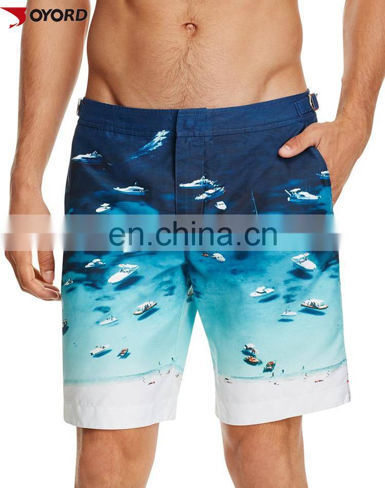 Wholesale custom printed swimwear 4 way stretch blank fishing shorts