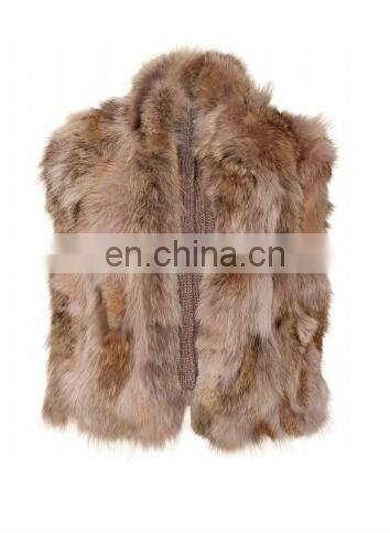 dyed rabbit fur cape kintted vest/quality+OEM+ODM