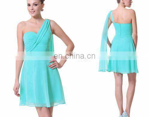 Elegant ladies chiffon dress single shoulder dress