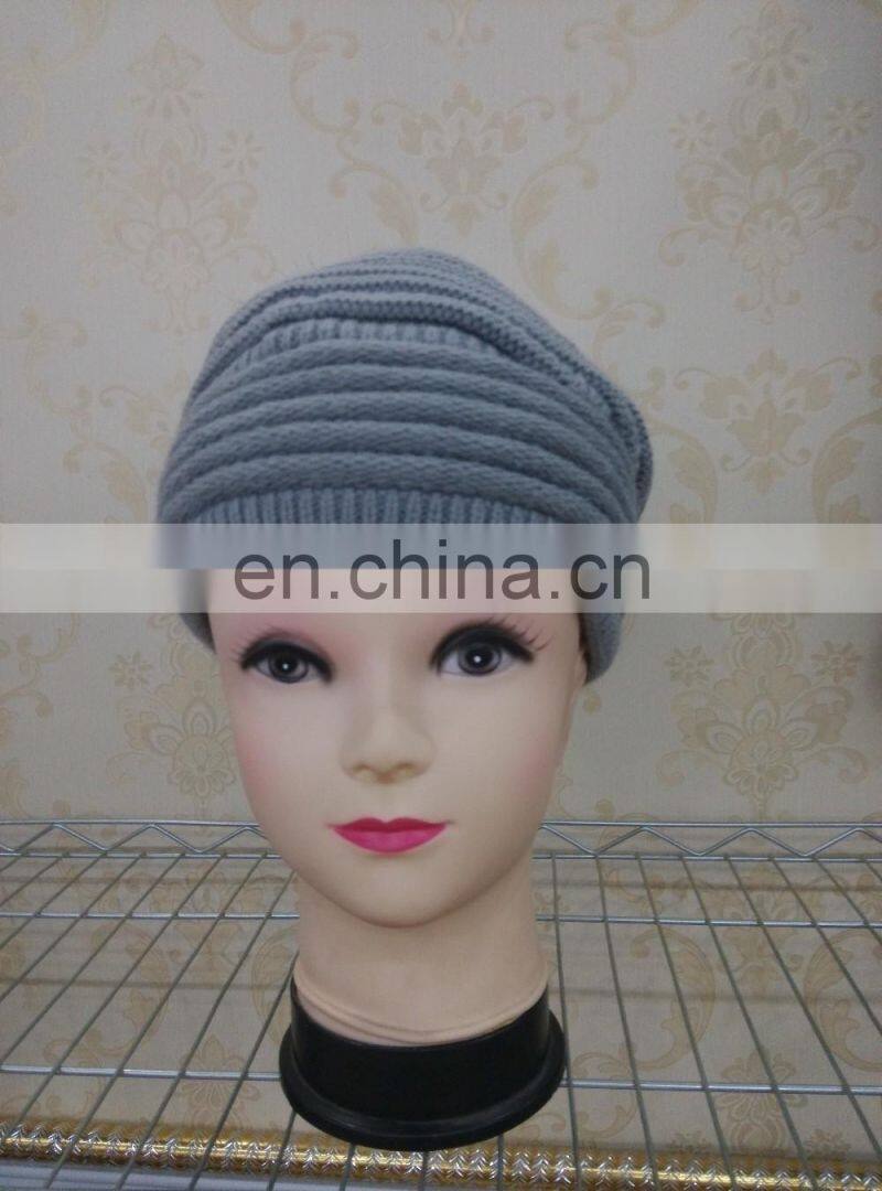 New Style Fashion Wool Knitted With Raccoon Fur Pompom Beanie Hat