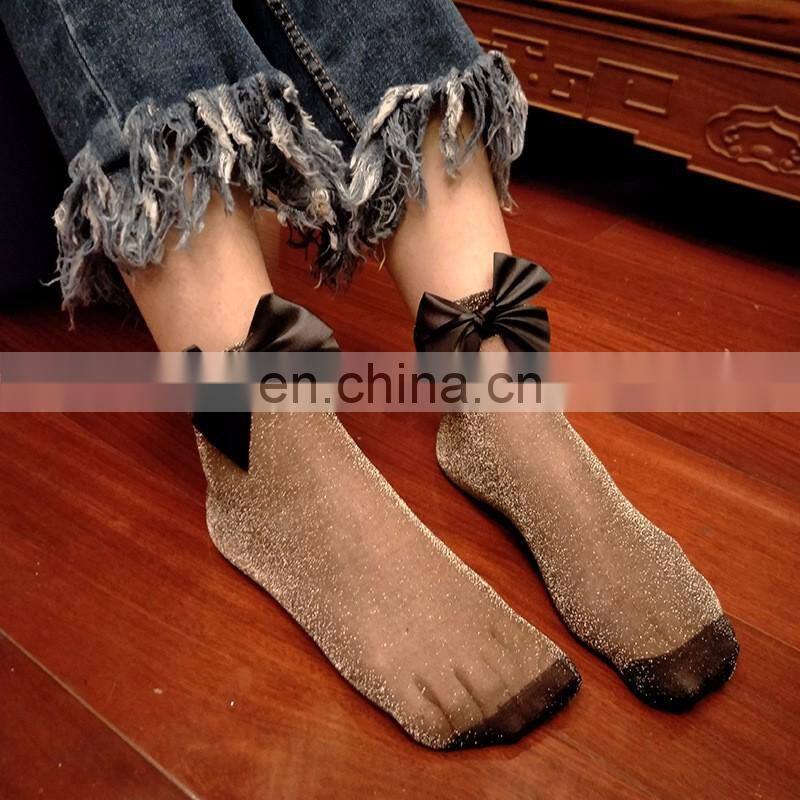Summer women short breathable bow sock yiwu factory