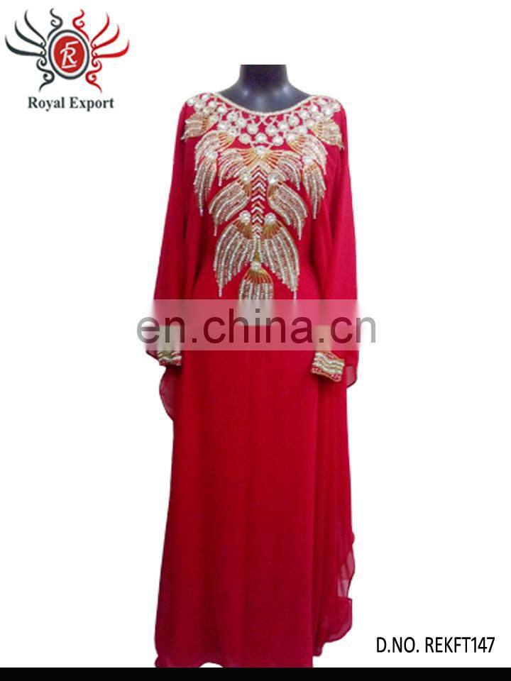 Blue Embellised Stylish Designer 2015 Moroccan Jalabia Kaftan