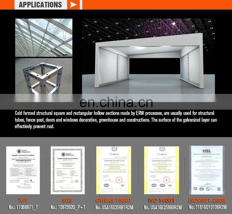 Q195 fencing Mild Carbon Square Welded hot dip 1.5 inch Galvanized Steel Pipe