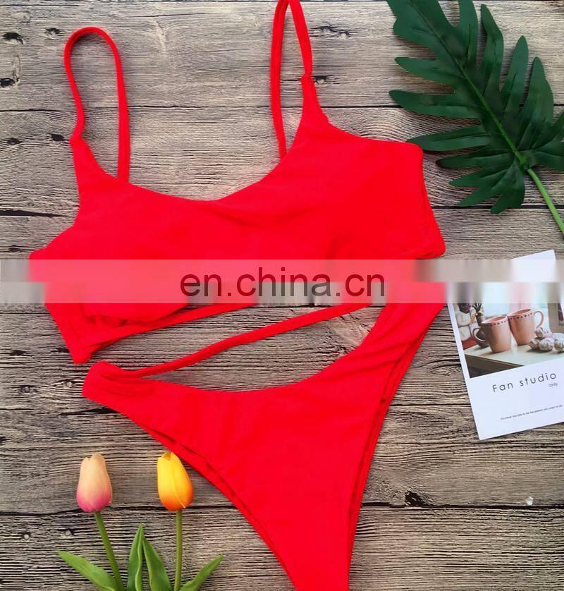 Hibkn solid bikini set push up cut out bikini Brazilian 2019 black swimsuit monokini biquini women swimsuits Swimsuit Female