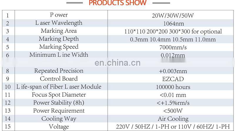 Fiber laser marking machine for metal steel aluminum engraving with 20w 30w 50w laser marker